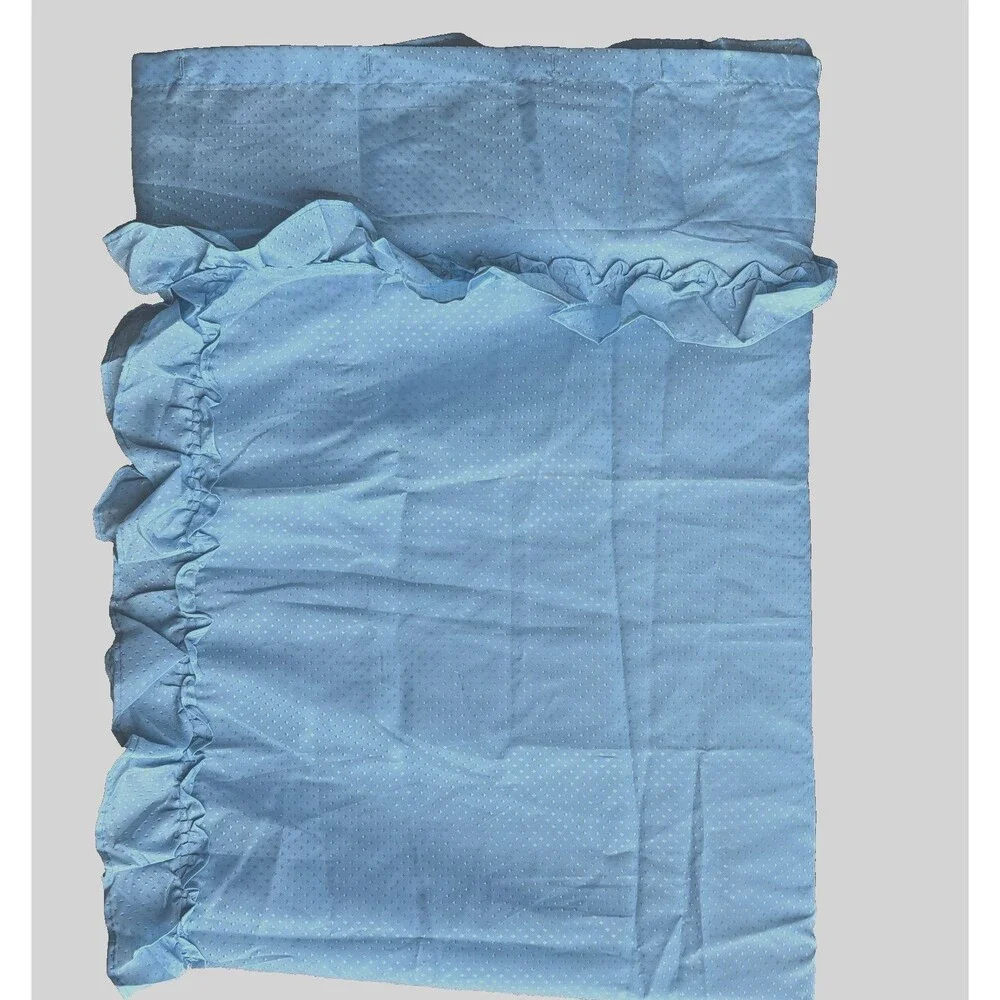 Vintage Double Swag Shower Curtain Light Blue Ruffle 70x72